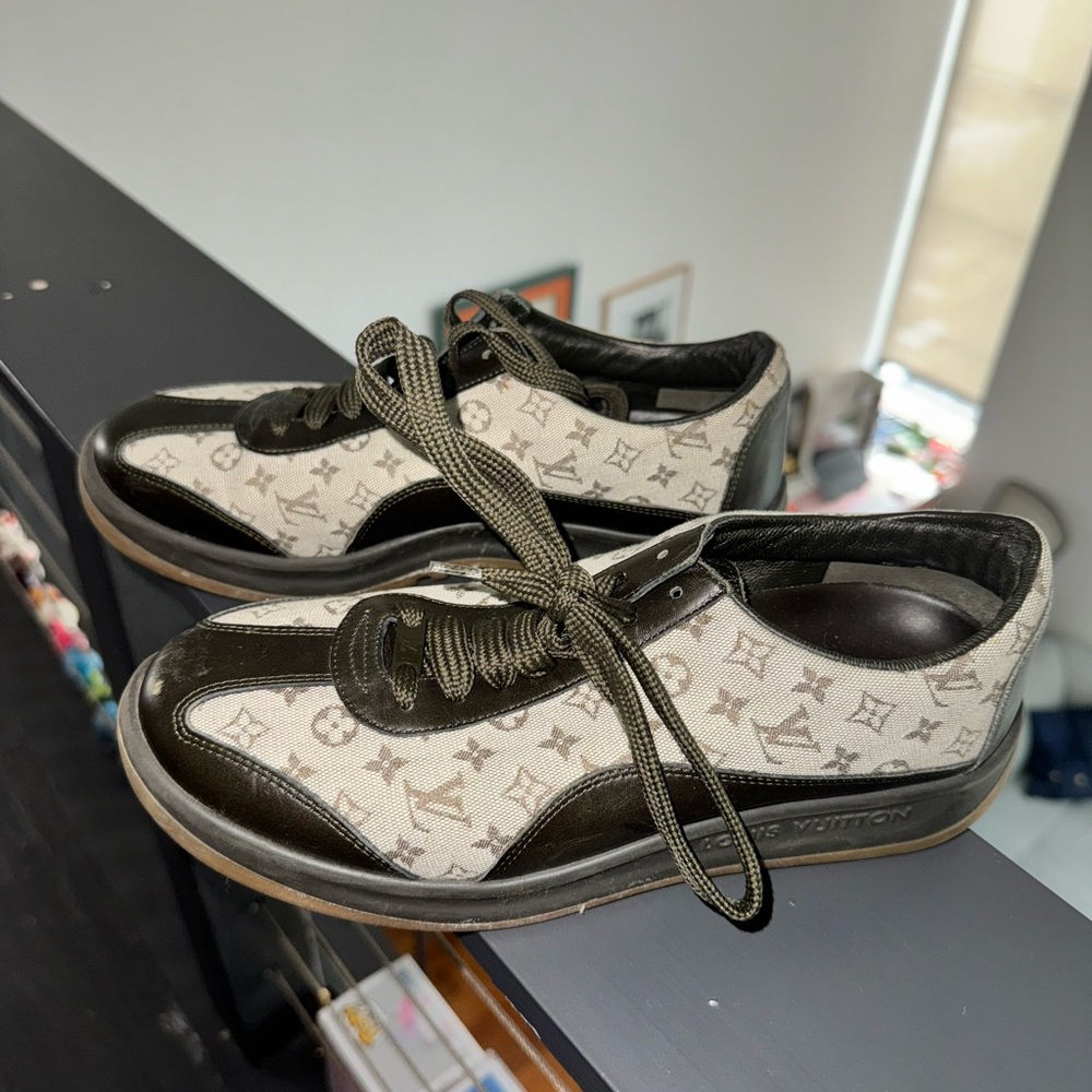 Louis Vuitton Monogram Mini Lin Green Pattern Sneakers